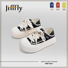 Jifffly时髦好物女鞋2024爆款透气帆布鞋潮一脚蹬透气半拖休闲鞋
