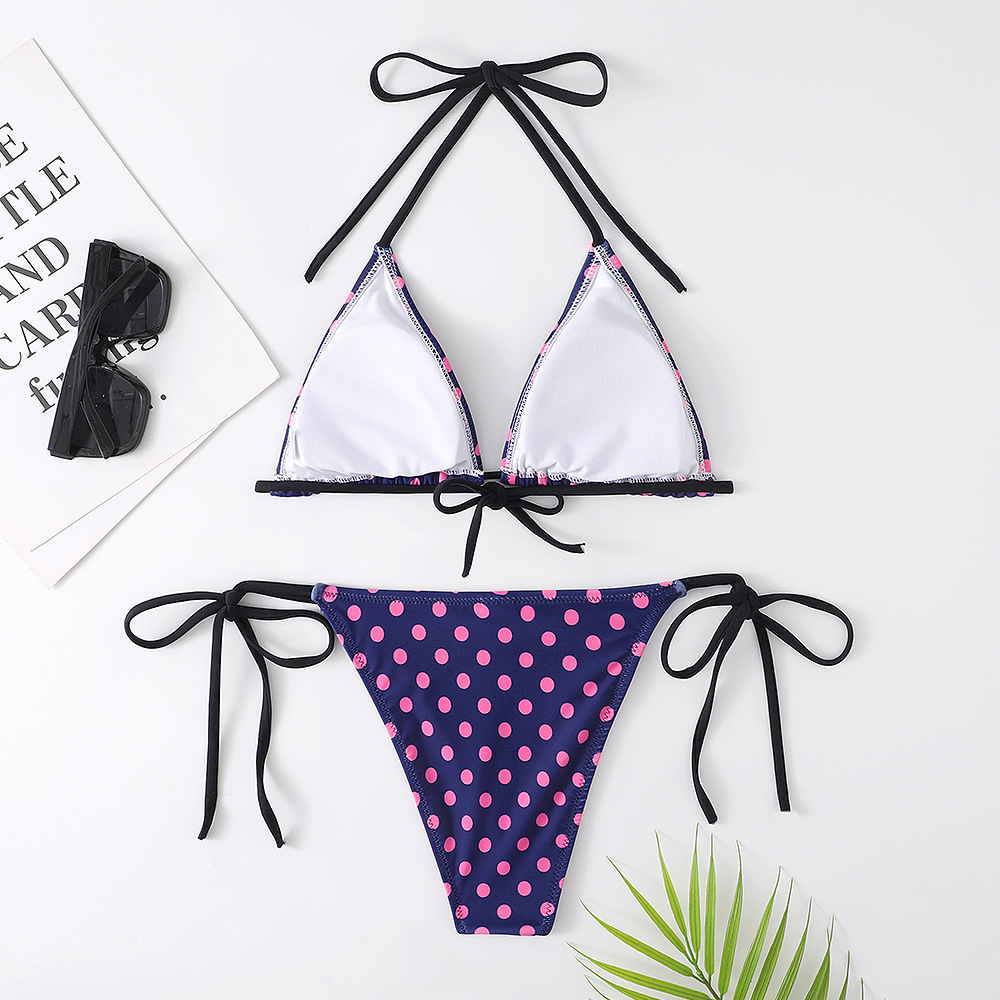 靓焱2022新款比基尼泳衣 lazada亚马逊ebay海边波点印花bikini女
