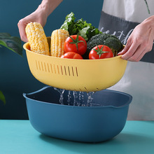 双层洗菜盆 沥水篮 厨房沥水家用 塑料圆形 漏水篮 水果 篮子