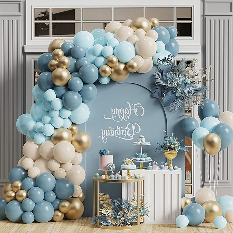 cross-border new retro blue balloon chain package birthday party arrangement wedding ceremony opening opening arch balloon