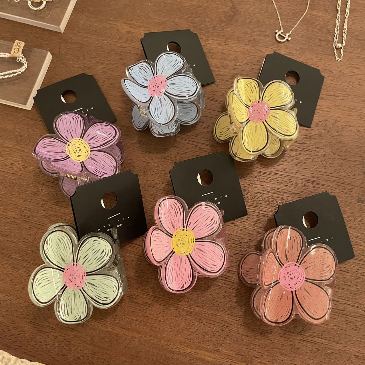 South Korea Dongdaemun Nyunyu Acrylic Flower Hair Clip Sweet Cute Spring and Summer New Hair Claw Hair Accessories Female Hairpin