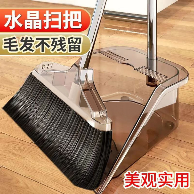 factory direct supply transparent thickened soft hair broom dustpan suit two-piece set household combination durable non-stick hair