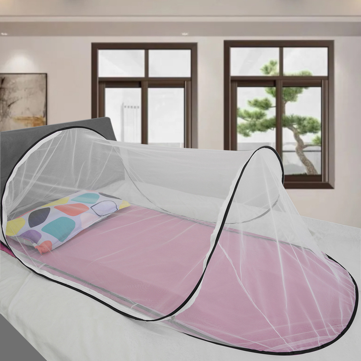 j conventional installation-free student travel insect and mosquito prevention site camping portable encrypted mesh folding mosquito net