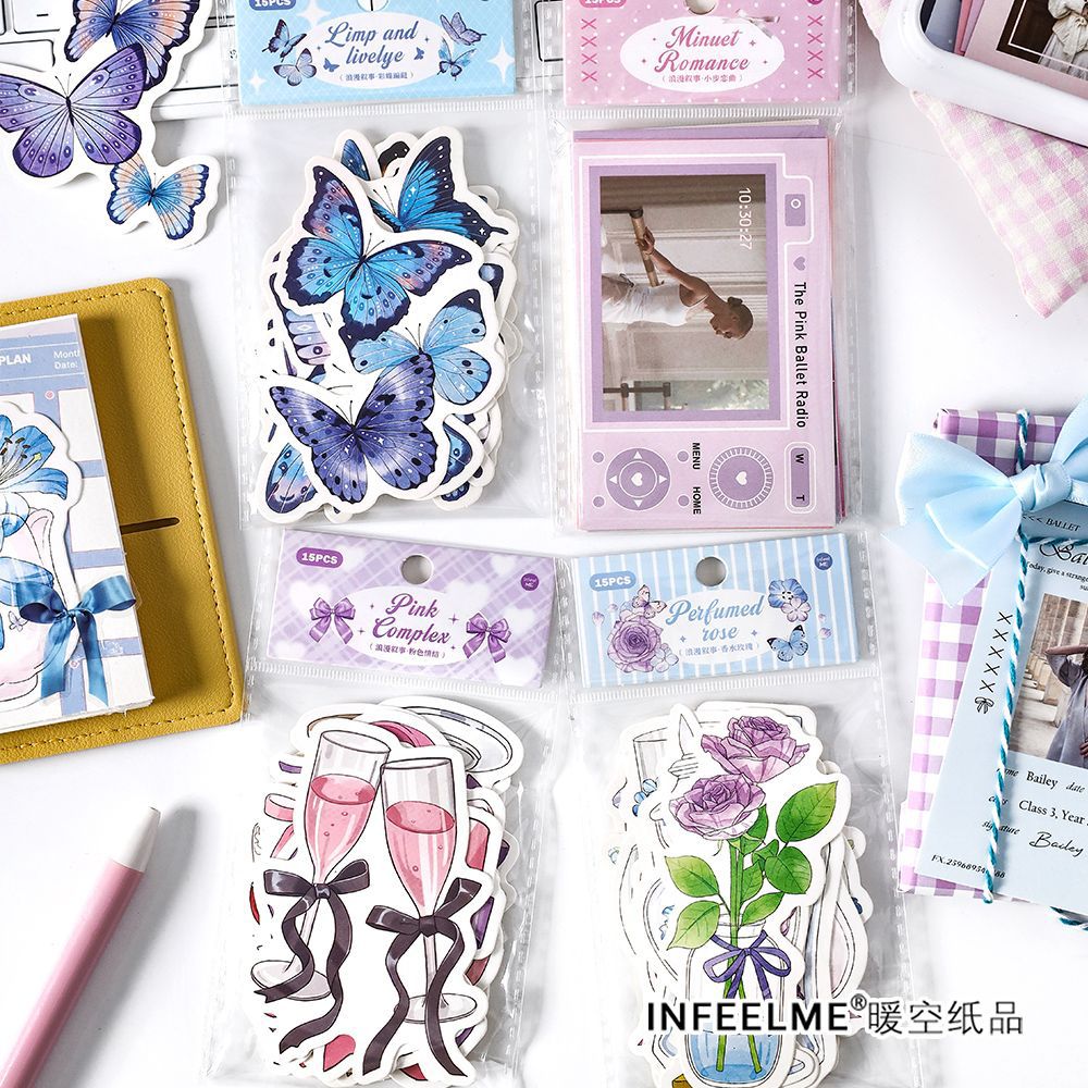 Infeel.Me浪漫叙事素材卡片韩系ins花卉手帐DIY咕卡拼贴素材 4款