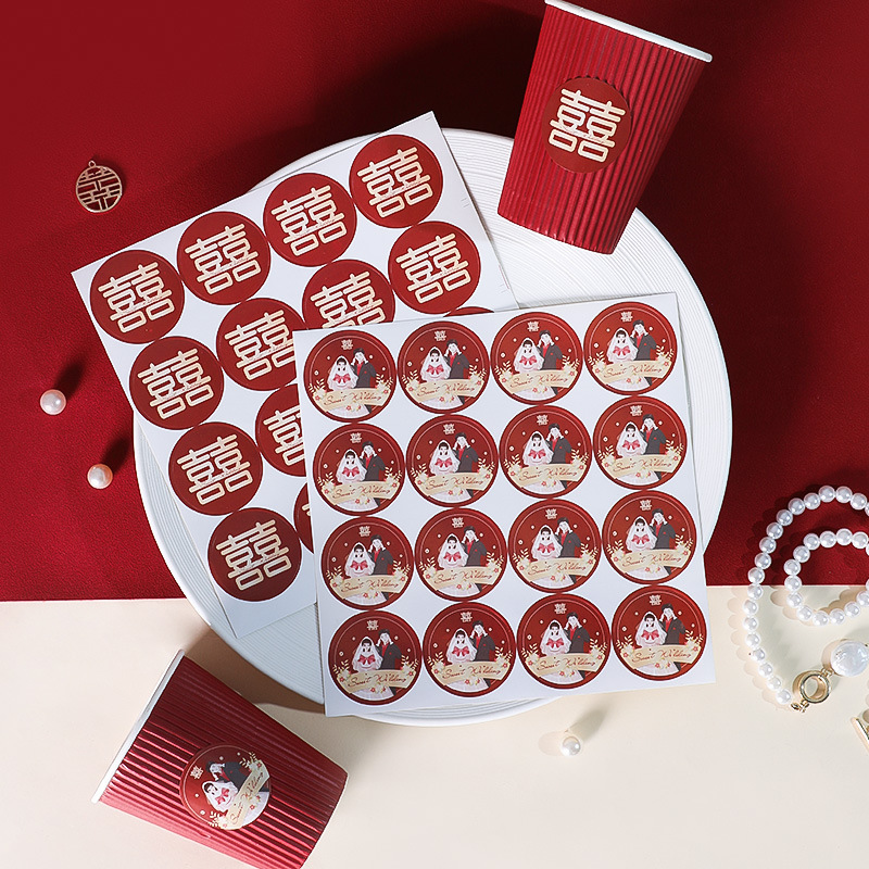 结婚专用双喜字贴纸布置婚房装饰不干胶红囍字小喜子套装婚庆用品