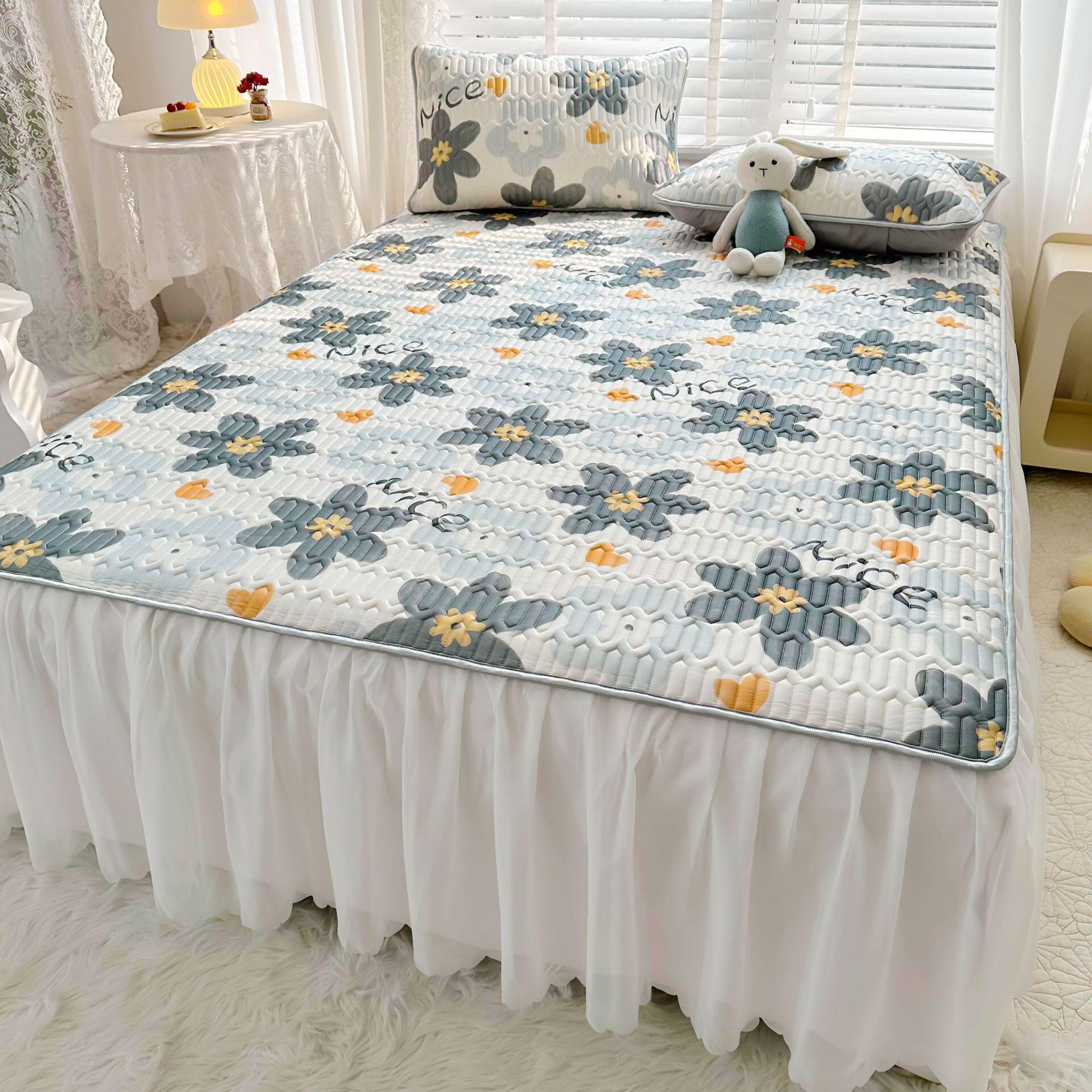 公主风冰丝凉席三件套高档乳胶凉席夏天凉感丝空调凉席可水洗