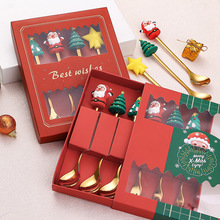 K6WY圣诞节勺子餐具套装甜品咖啡勺水果叉圣诞树小勺礼品调羹其他