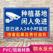 种植基地闲人免进你进入24小时监控告示标牌种植养殖厂温馨提示牌