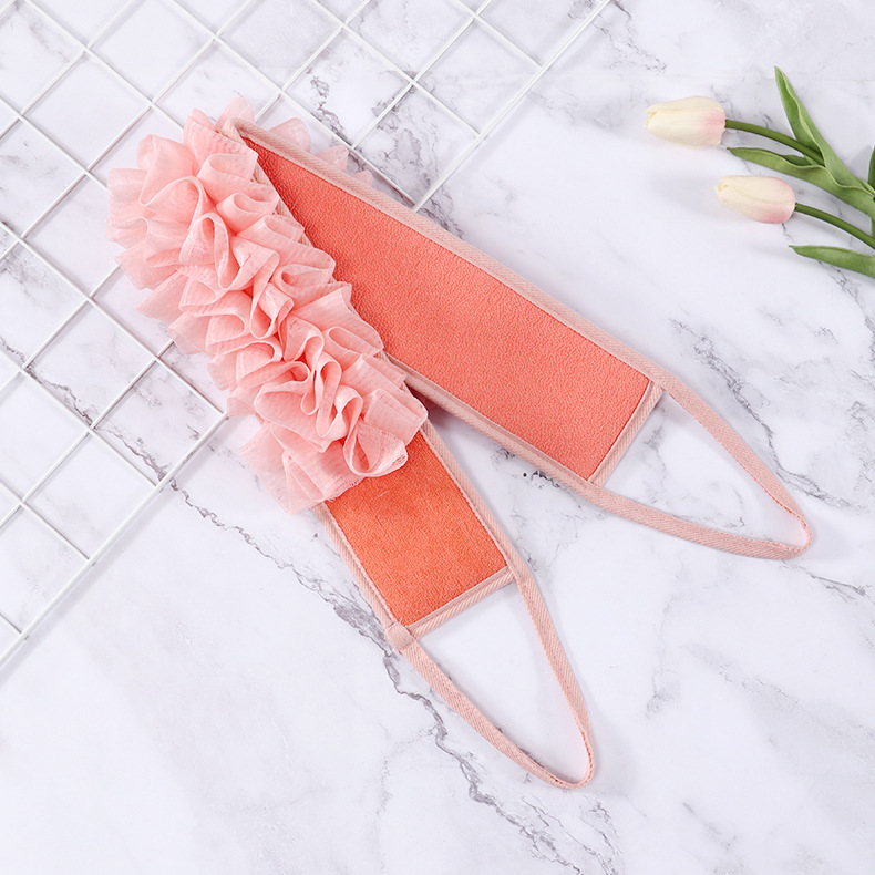 Double-Sided Back Rub Bath Two-in-One Candy Color Sparkling Mesh Sponge Strong Bath Towel Rubbing the Back without Asking for Help Shower Foaming Net Strip