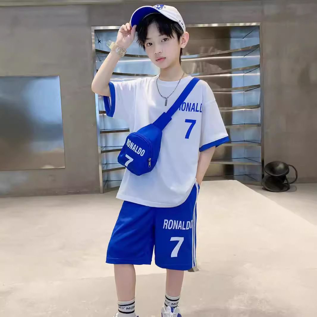 儿童装男童夏装套装2024新款夏季男孩运动薄款短袖中大童酷帅气潮