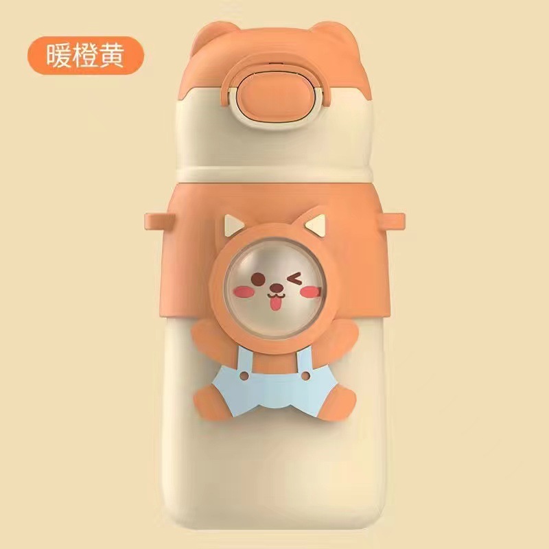 Factory Wholesale 316 Stainless Steel Children's Thermos Mug Cartoon Cute Portable Soft Cute Animal Water Cup with Straw