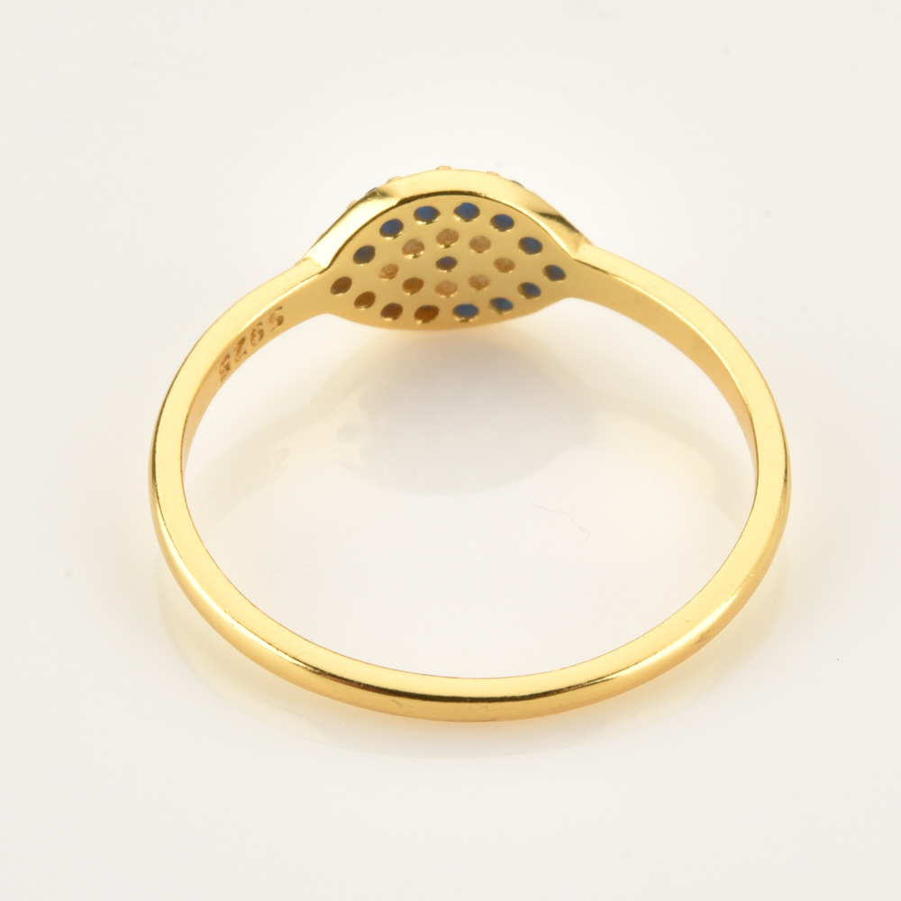 s925纯银马眼幸运之眼戒指2022小众蓝石叠戴精巧聚会欧美品质珠宝