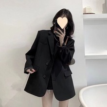 黑色小西装外套女西服上衣休闲2023春秋新款韩版小个子高级感白色