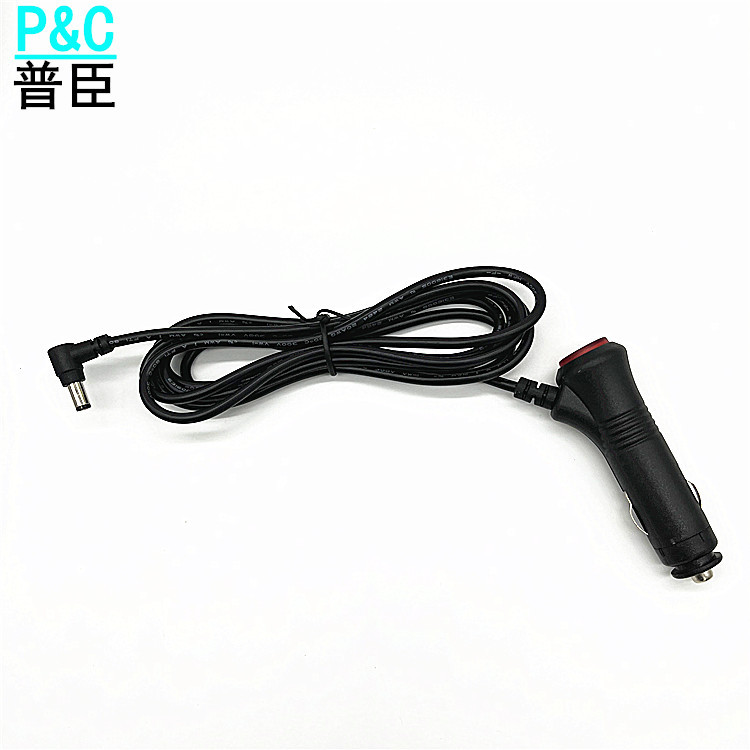 12v 5521直流车载电源线 过4a电流点烟器线 带红尾开关车充线