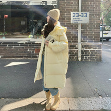 黄色羽绒服外套女冬季2023新款中长款韩系设计感小个子面包服学生