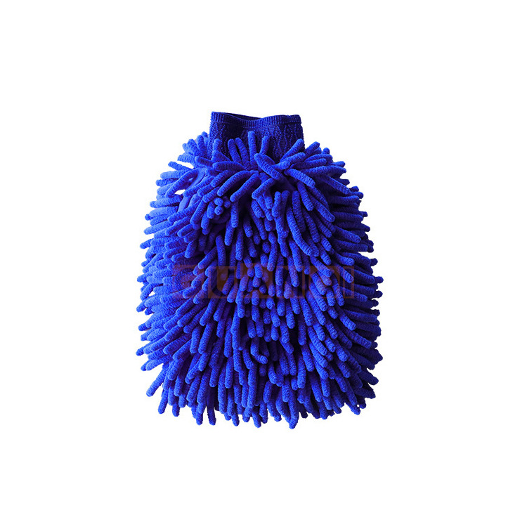 Guanqi Chenille Car Washing Gloves Wholesale Double-Sided Coral Fleece Car Wash Gloves Blue Thickened Lining Car Washing Tools