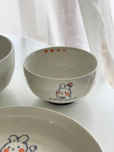 7MEM批发安木良品 大厂订单 可爱小兔子釉下彩陶瓷家用饭碗盘