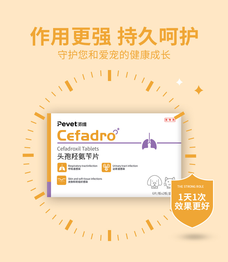 宠物消炎药狗狗感冒咳嗽猫咪流鼻涕打喷嚏犬猫通用头孢羟氨苄12片