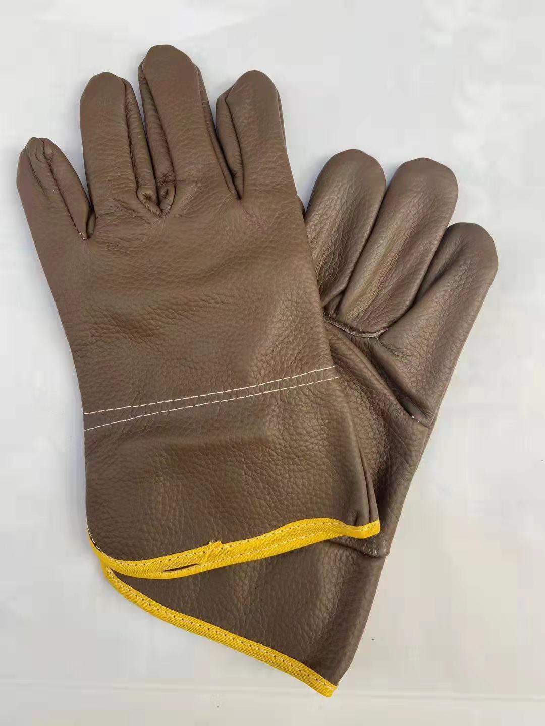 批发牛皮深色全背司机电焊短皮手套厂家防护劳保手套