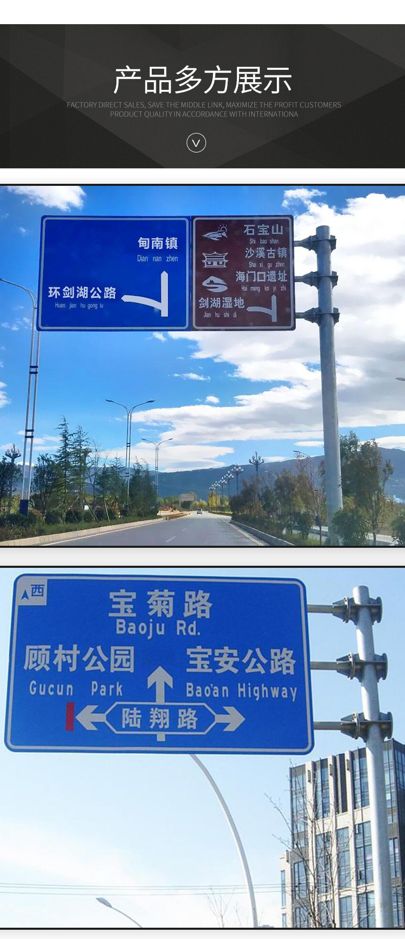 可定制单悬臂f杆路牌监控杆八角杆交通标志杆道路指示牌立杆立柱