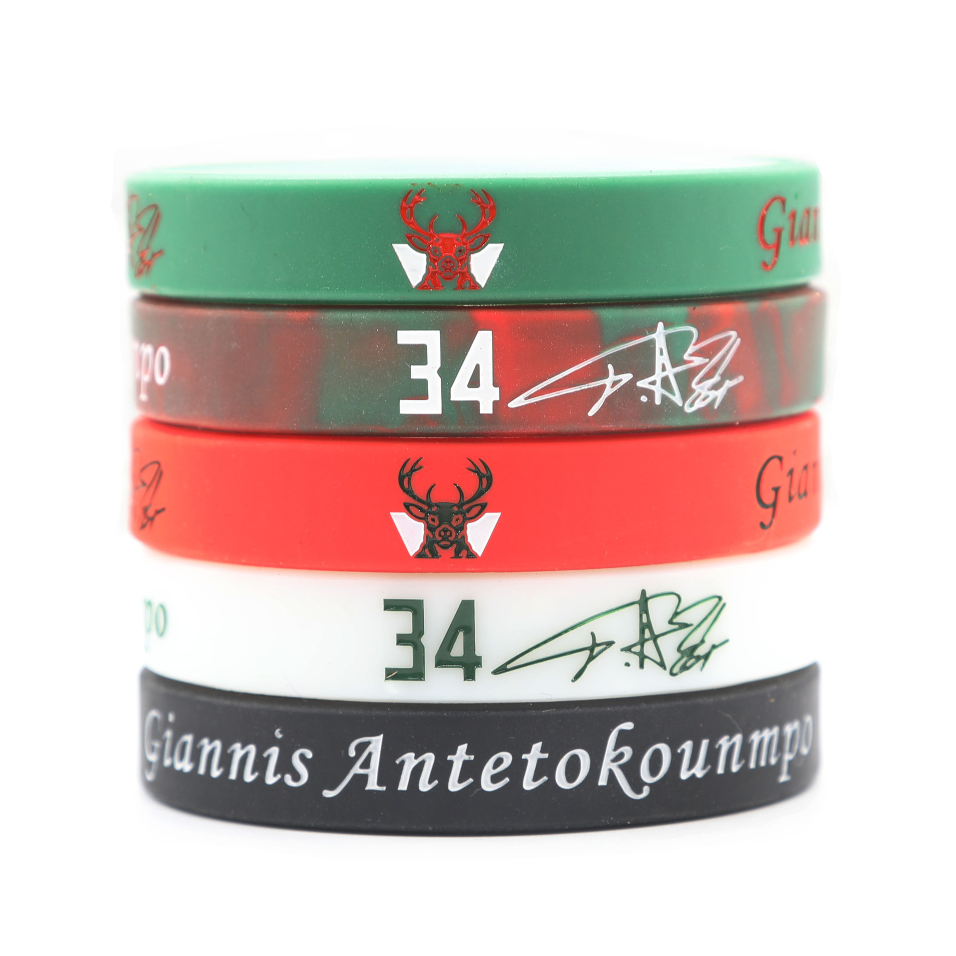 nba雄鹿队扬尼斯阿德托昆博字母哥34号签名系列硅胶篮球手环夜光