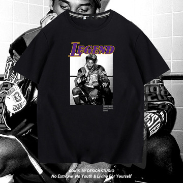 nba传奇科比纪念版t恤男夏嘻哈宽松圆领半袖上衣青年学生港风衣服