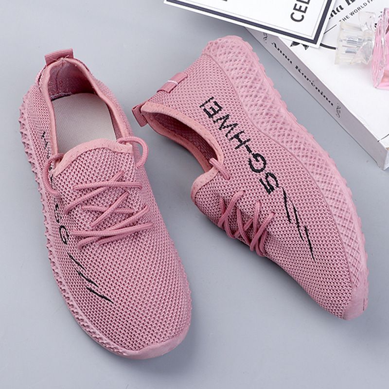 Factory Direct Sales Women's Flying Woven Pumps Lace-up Lightweight Breathable Women's Sneakers Comfortable Soft Bottom Women's Coconut Shoes
