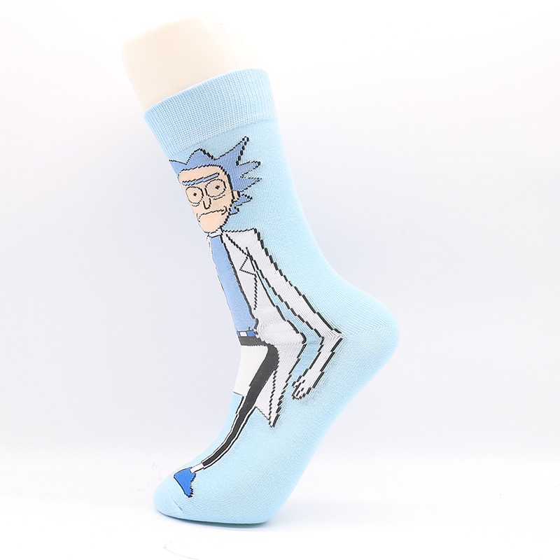 2021春夏卡通动漫中筒袜男袜 个性提花袜子欧美风街头潮流男袜