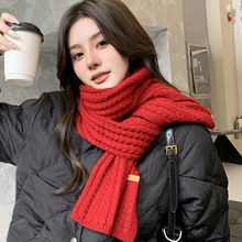 韩版双面毛线针织可纯色围巾女秋冬季日系百搭保暖学生围脖亲子款