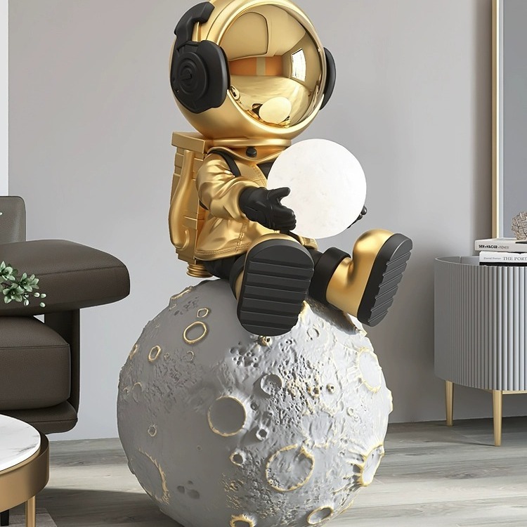 Creative Spaceman Living Room Large Floor Ornaments High-End Astronaut Decoration Sculpture Lamp Opening-up Housewarming Gifts