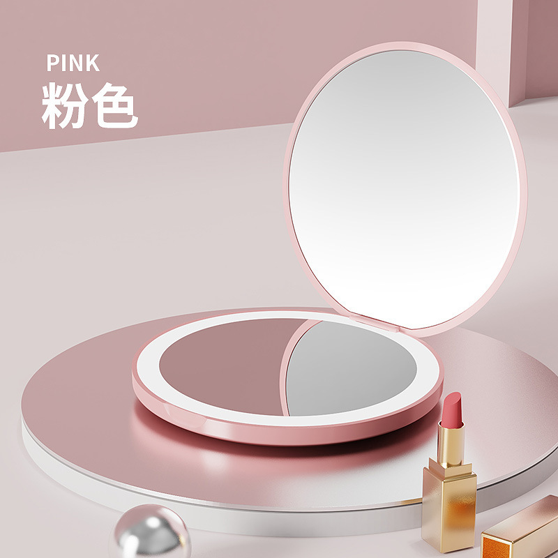 Mini Pocket Double-Sided Vanity Mirror Portable Mirror Flip Led Make-up Mirror Small Mirror 3 Times Magnifying Glass Wholesale