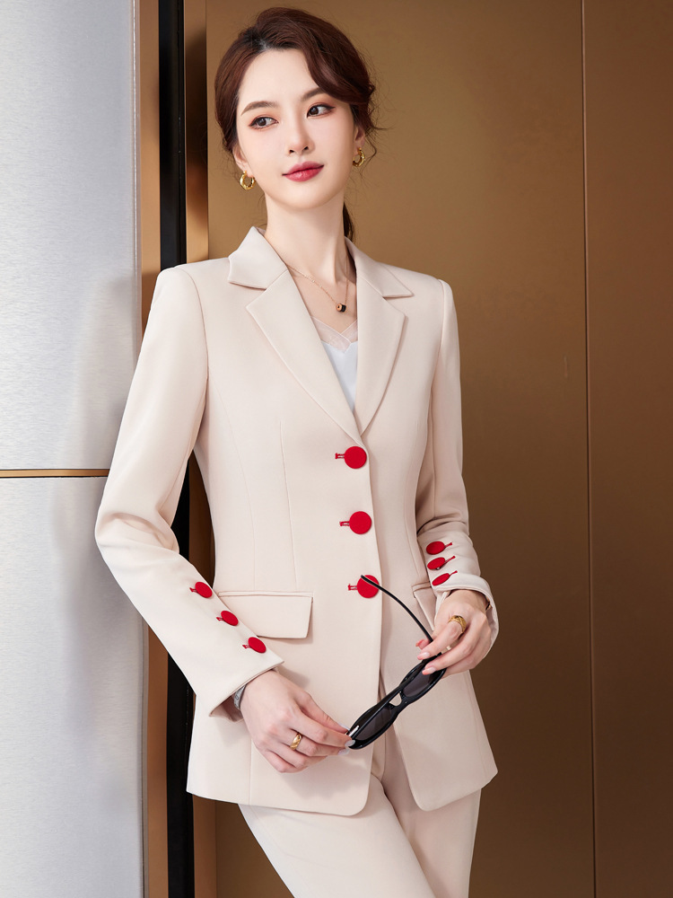 yls2239杏色西装外套秋冬高级感时尚职业装气质工作服小西服套装