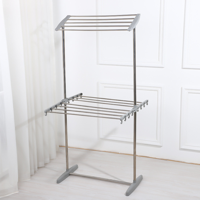 Folding Baby Clothes Hanger Diaper Rack Stainless Steel Indoor Children Floor-Standing Household Towel Rack Floor Multi-Functional