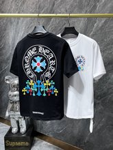 克罗 23ss马蹄彩色十字架梵文字母短袖外贸T恤衫