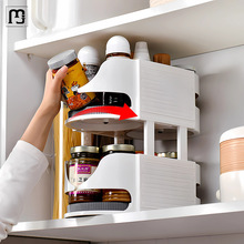 瑞策厨房多功能可旋转调味品调料冰箱收纳置物架转角收纳架子橱柜
