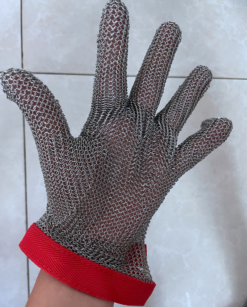 防割钢丝手套防切割伤防护钢环手套不锈钢金属杀鱼手套三五指