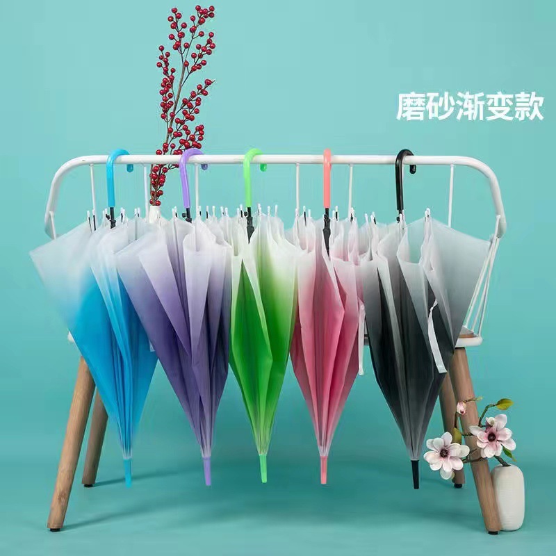 Transparent Umbrella Men's and Women's Internet Celebrity Ins Cute Semi-automatic Folding Straight Handle Children's Fresh Sunshade Umbrella Wholesale