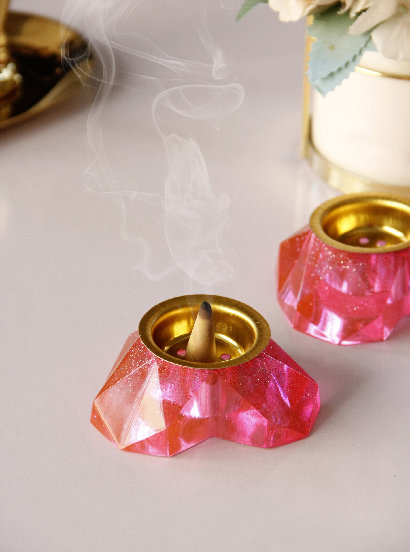 可爱浪漫欧式家居装饰树脂粉红色香炉中东阿拉伯爱心形女式香薰炉