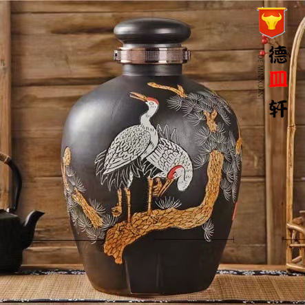 景德镇陶瓷密封酒坛窖藏密封塞封坛老酒罐20斤30斤带龙头白酒坛子