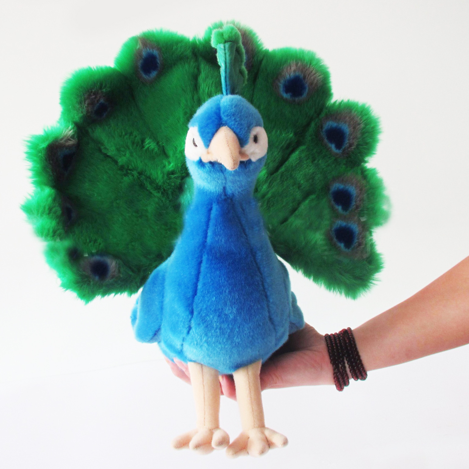 跨境批发可爱孔雀绿色羽毛填充玩具亚马逊热销动物鸟玩偶毛绒公仔