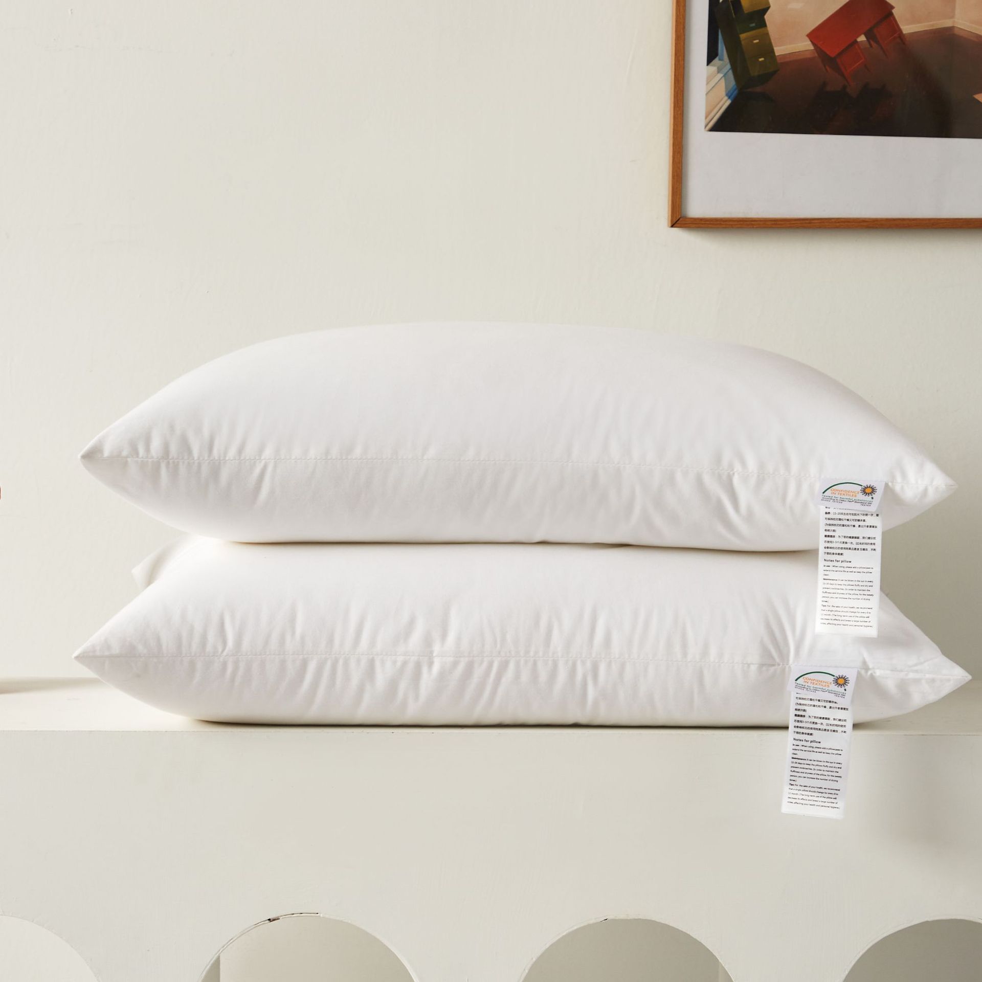 全棉酒店民宿枕头护颈枕芯慢回弹家用单人可水洗羽丝绒枕头芯一对