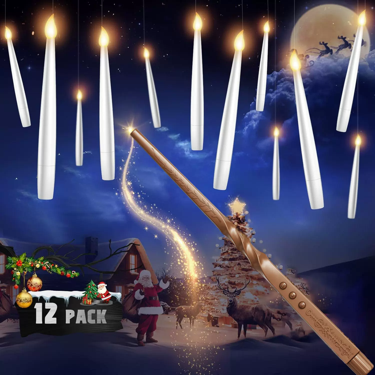 亚马逊万圣节LED电子蜡烛悬浮发光蜡烛灯魔法棒礼物派对新款