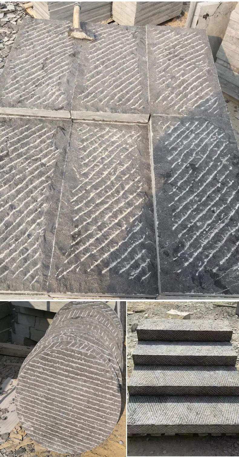 厂家出售青石板青石台阶錾道面仿古踏步手凿面园林台阶石铺地石