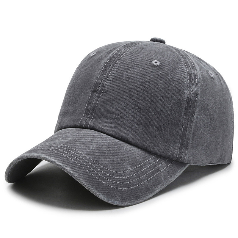 2024 New Pure Color Washed Baseball Cap Adult Distressed Peaked Cap Baita Cap Sun Hat Glossy Hat
