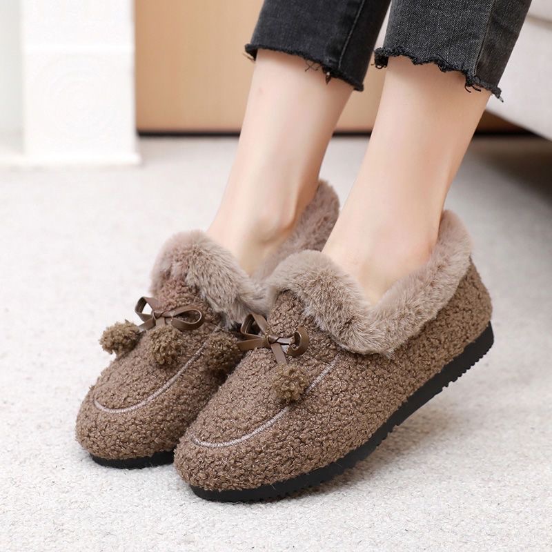 Winter Thermal Cotton Slippers Women's Indoor Non-Slip Warm Ankle Wrap Cotton Shoes Soft Bottom Fluffy Gommino One Piece Dropshipping