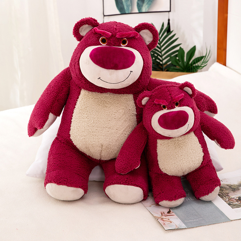 Cute Fragrance Strawberry Bear Plush Toy Doll Girls Sleep Companion Throw Pillow Tiktok Bear Doll Crossbody Bag Wholesale