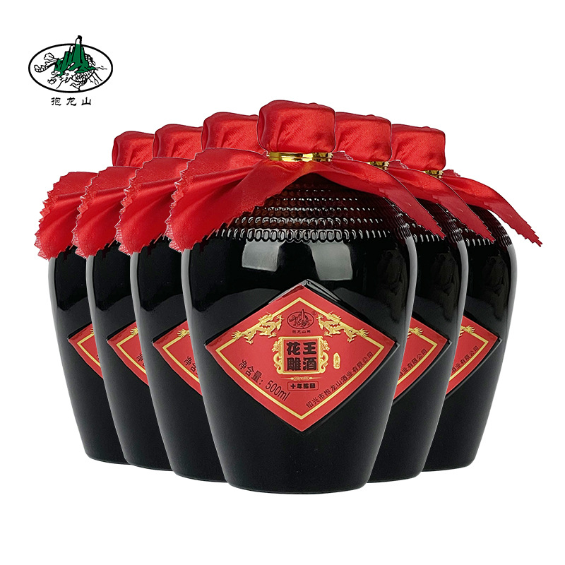 绍兴特产抱龙山花雕王十年陈酿 半甜型黄酒 500ml*6