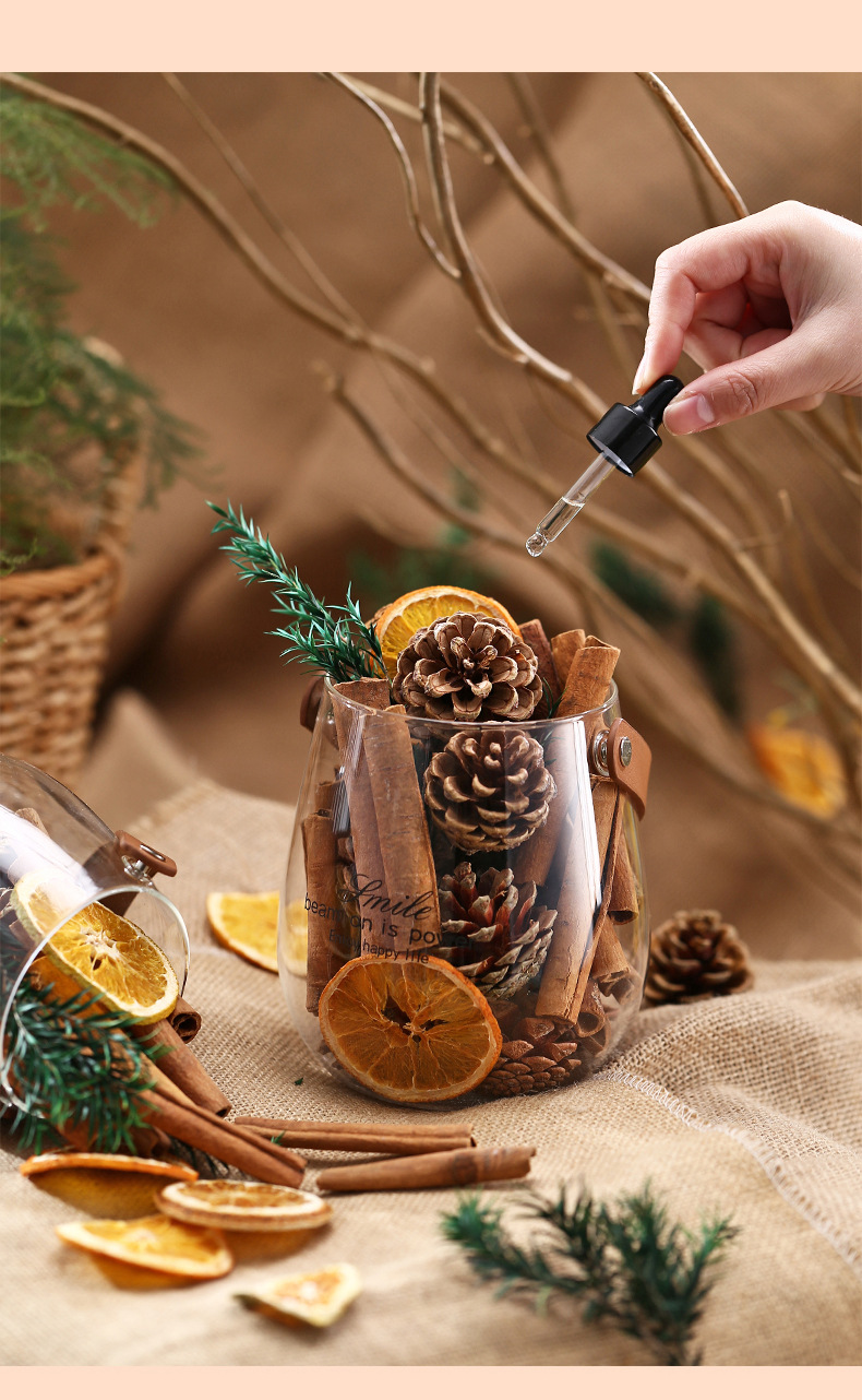 柠檬肉桂干花香薰精油摆件 香薰持久空气净化手提扩香杯无火香薰