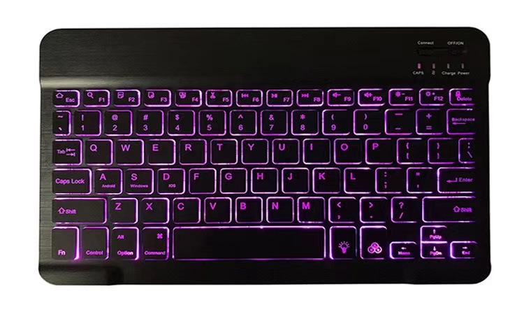 现货七彩灯发光蓝牙键盘 通用背光无线键盘7寸10寸三系统蓝牙键盘