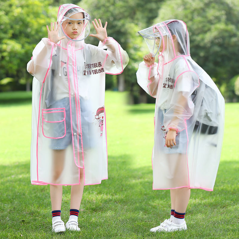 儿童雨衣雨鞋新款加厚男女学生带书包位拉链上学中大童幼儿园宝宝